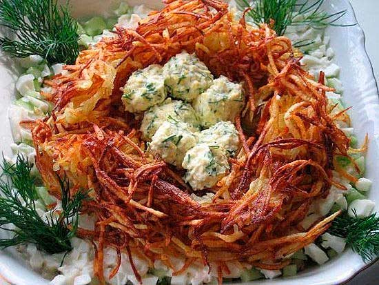Салат «Гнездо глухаря» фото рецепты салатов